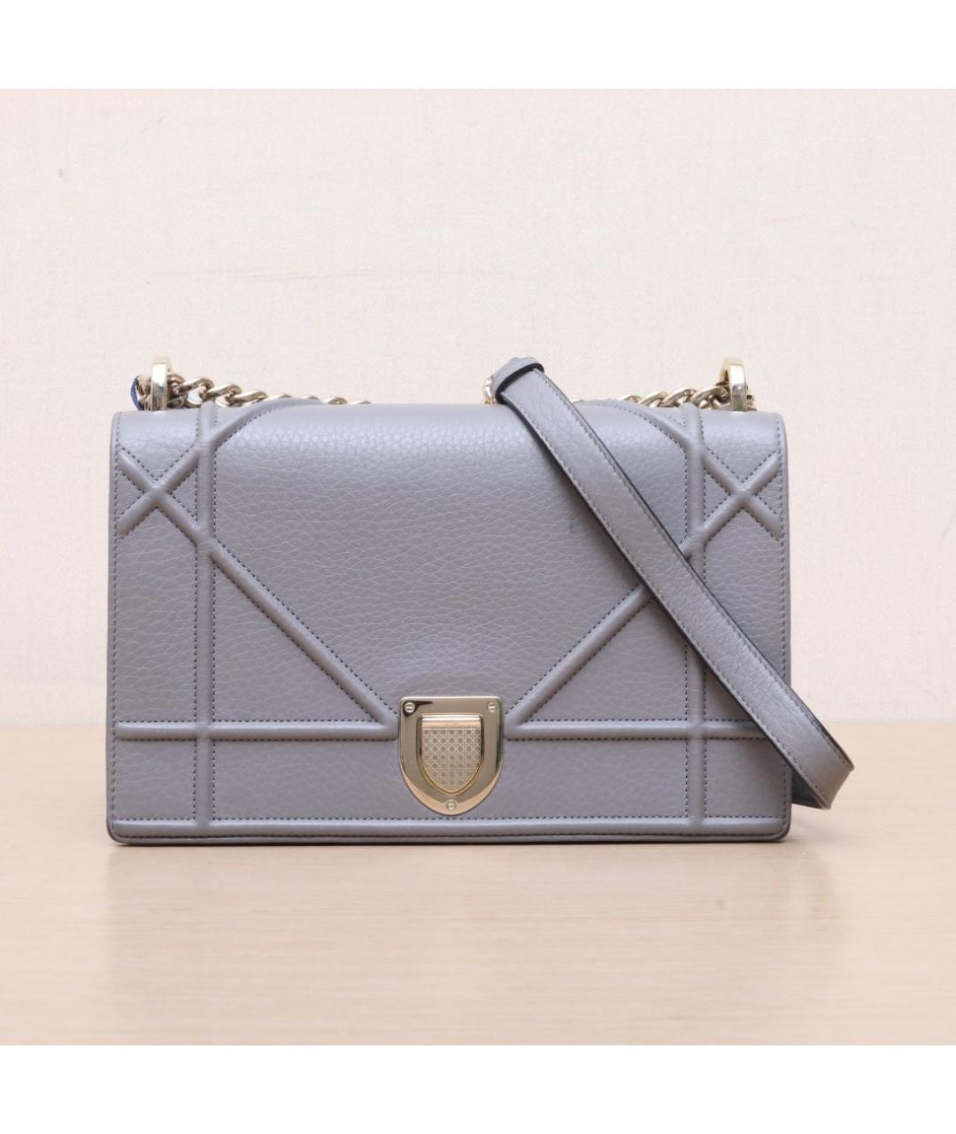 CHRISTIAN DIOR Серая кожаная сумка через плечо, фото 3