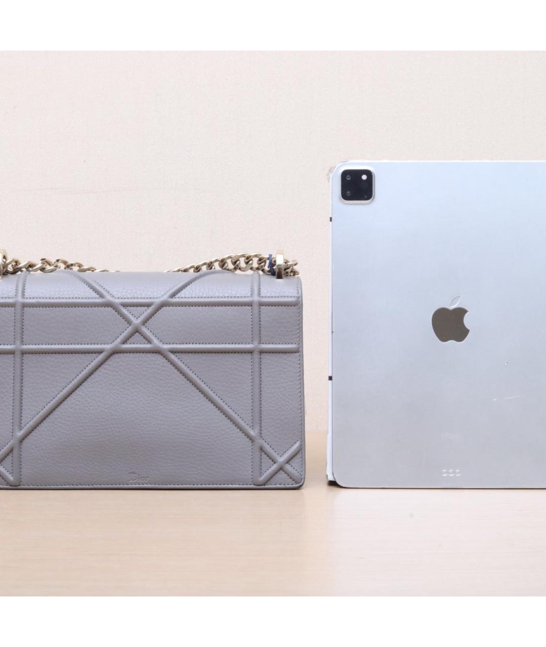 CHRISTIAN DIOR Серая кожаная сумка через плечо, фото 7