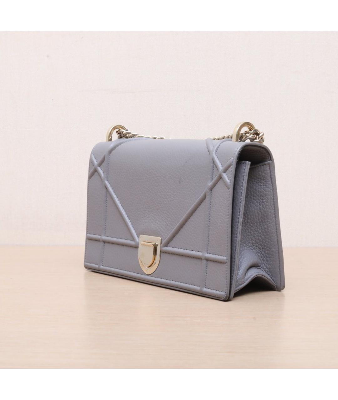 CHRISTIAN DIOR Серая кожаная сумка через плечо, фото 4