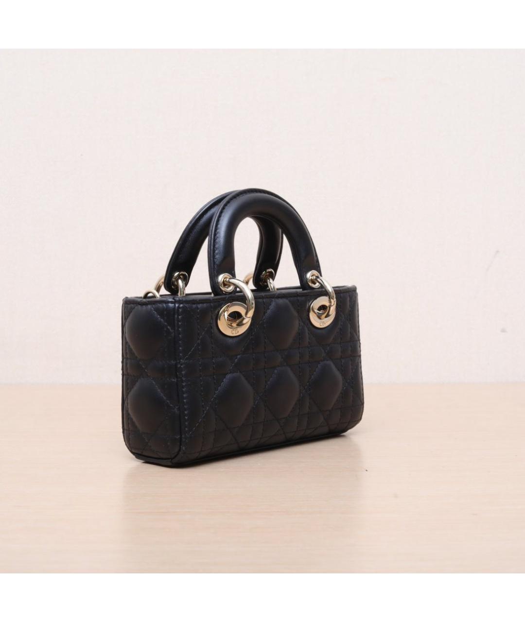 CHRISTIAN DIOR Черная кожаная сумка через плечо, фото 6