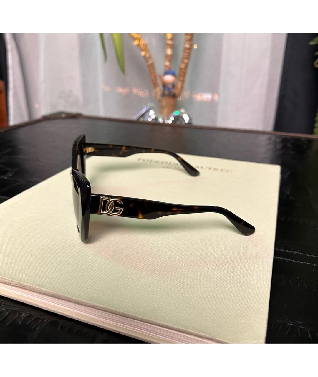 DOLCE&GABBANA Коричневые пластиковые солнцезащитные очки, фото 3