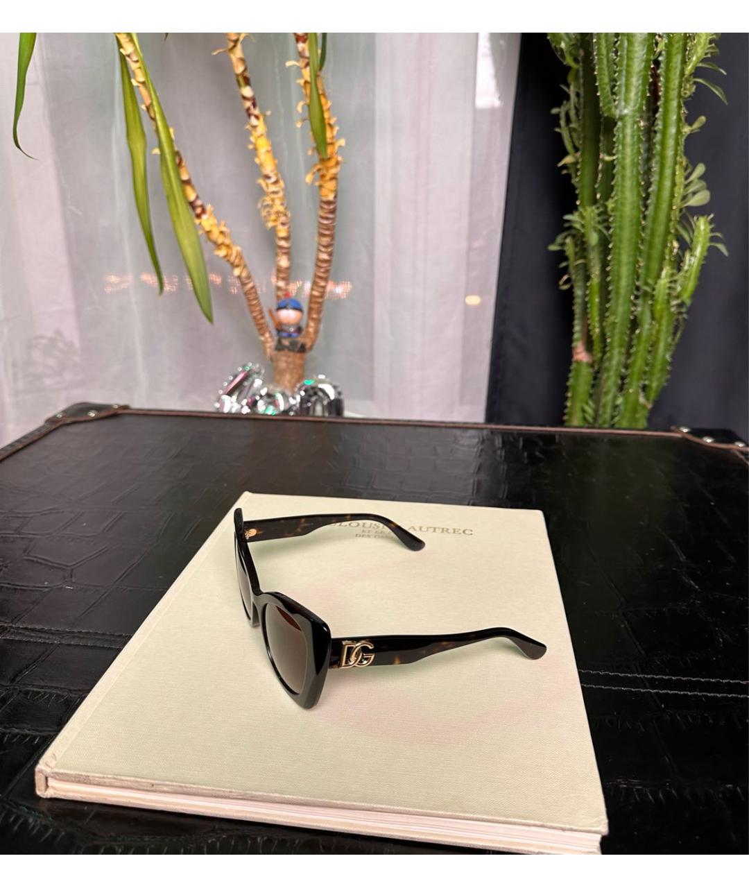 DOLCE&GABBANA Коричневые пластиковые солнцезащитные очки, фото 2