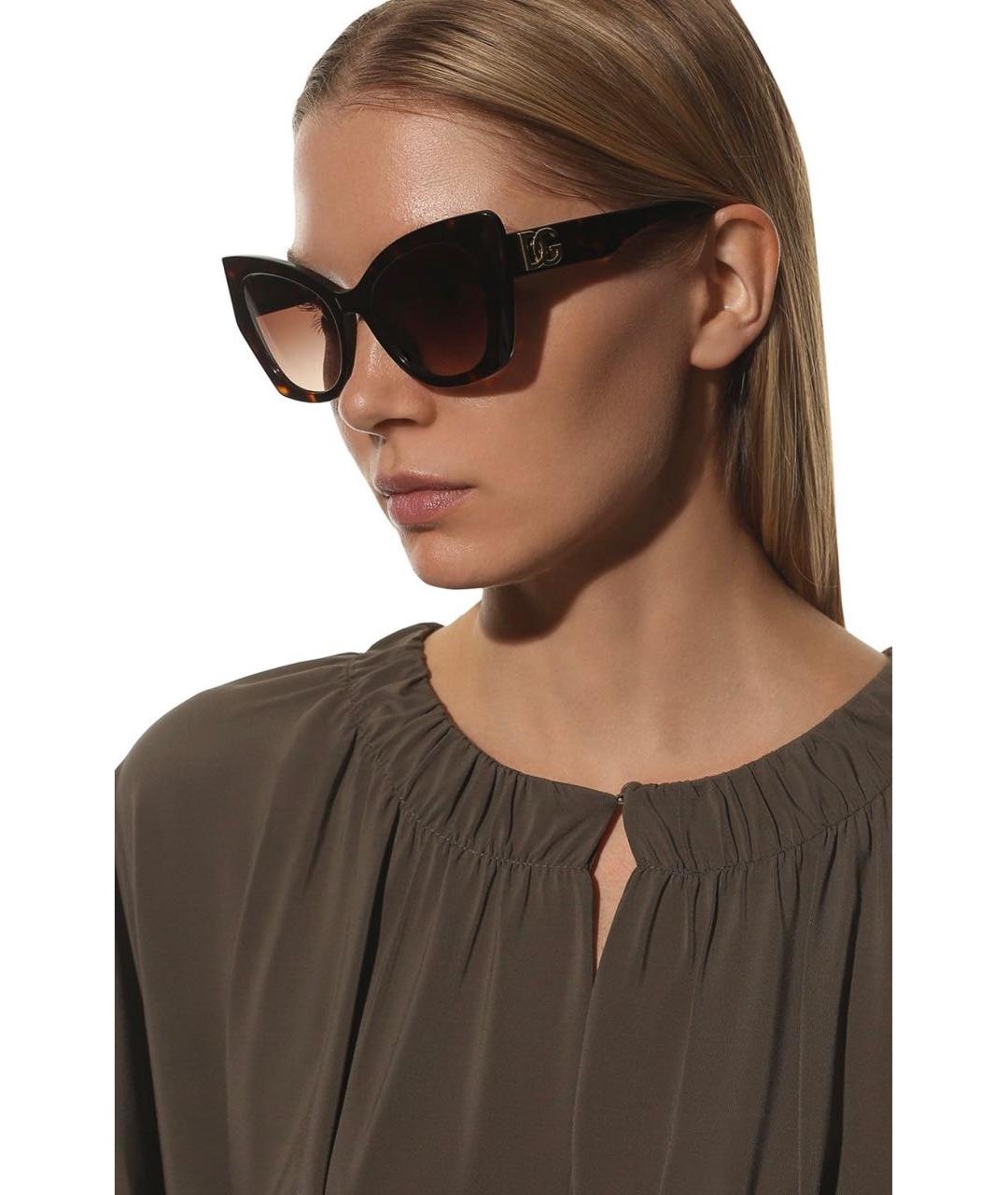 DOLCE&GABBANA Коричневые пластиковые солнцезащитные очки, фото 8