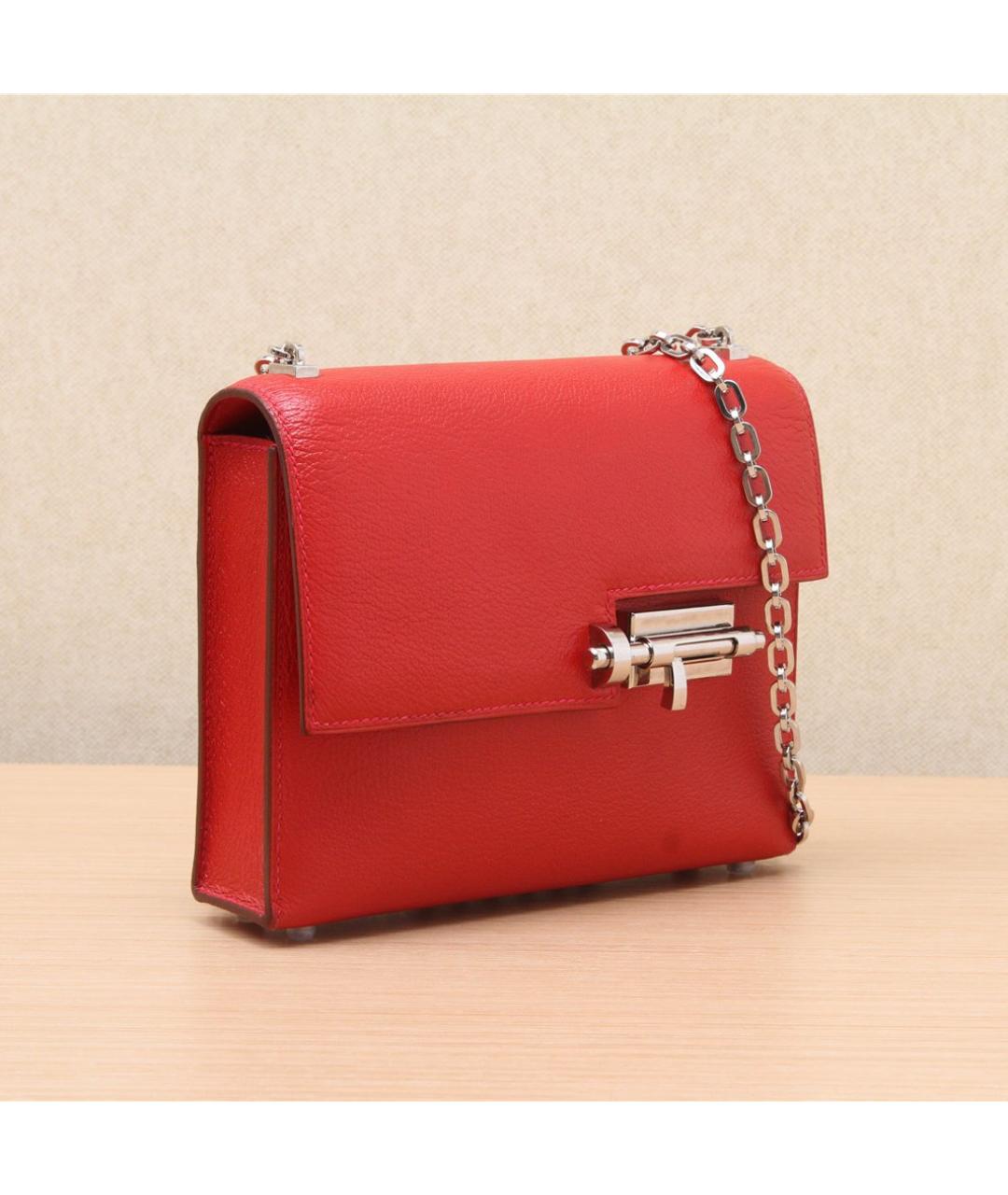 HERMES Красная кожаная сумка через плечо, фото 3