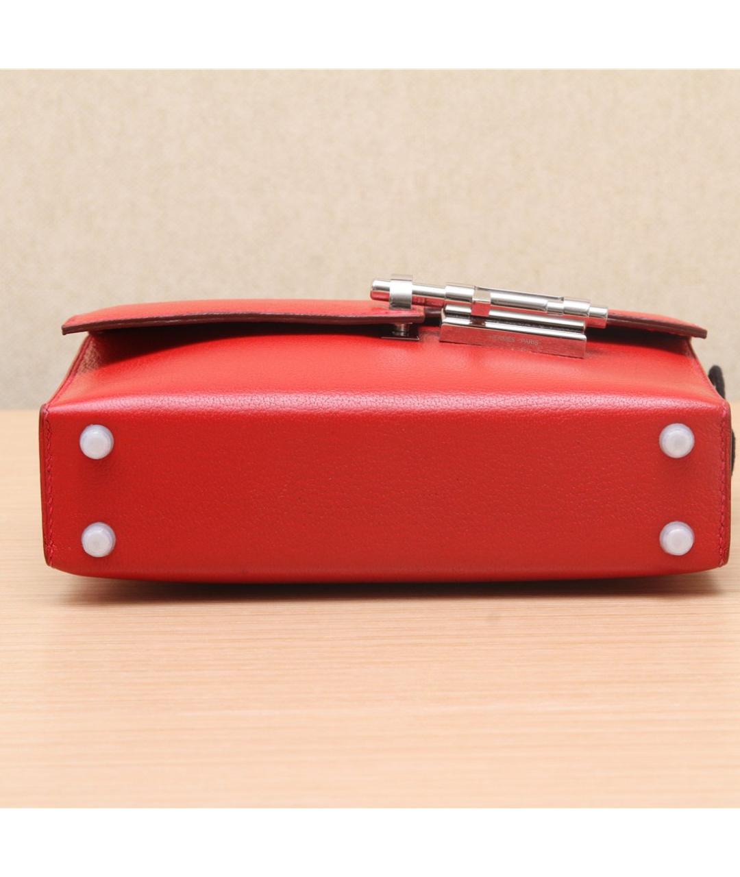 HERMES Красная кожаная сумка через плечо, фото 7