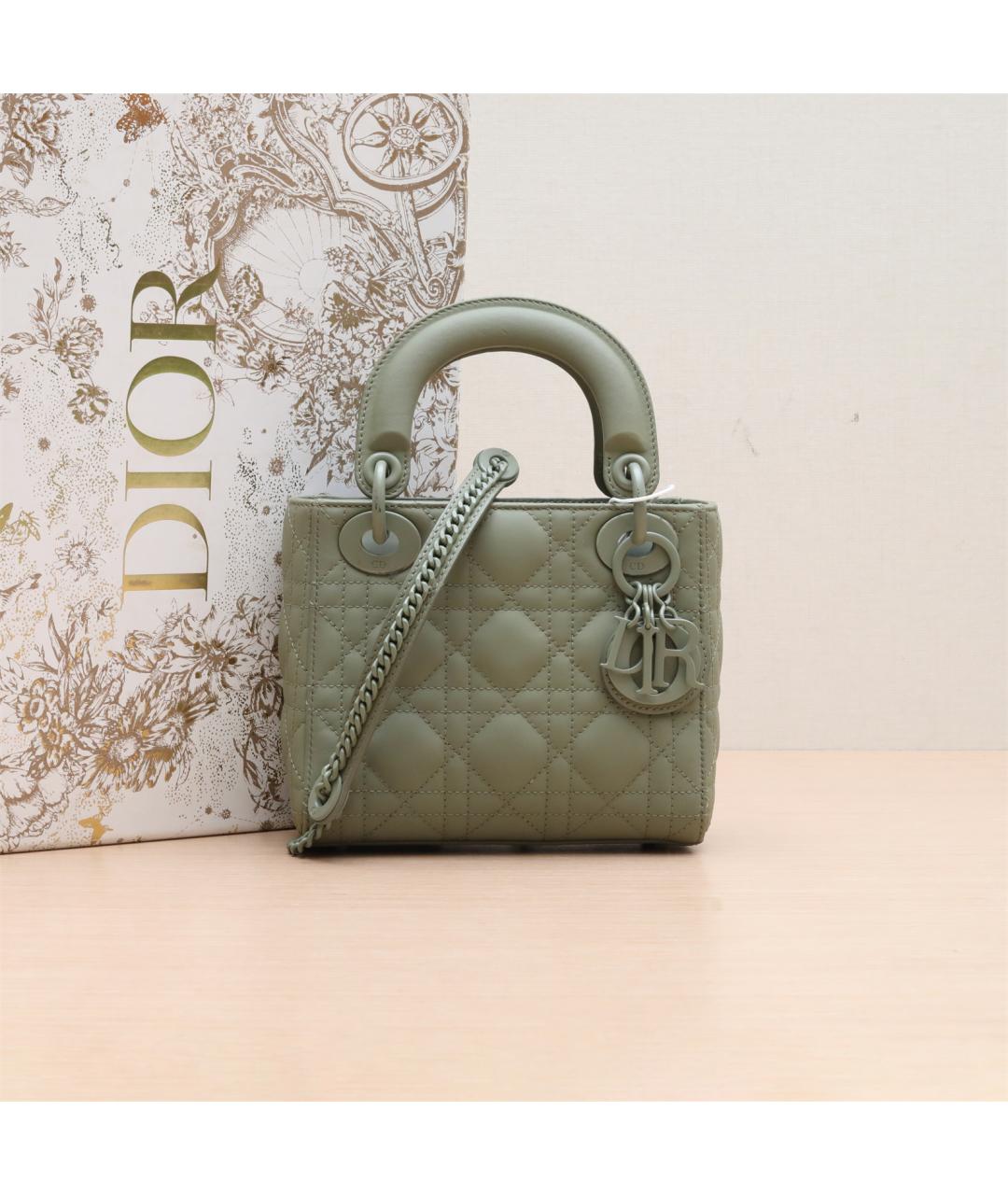 CHRISTIAN DIOR Зеленая кожаная сумка через плечо, фото 2