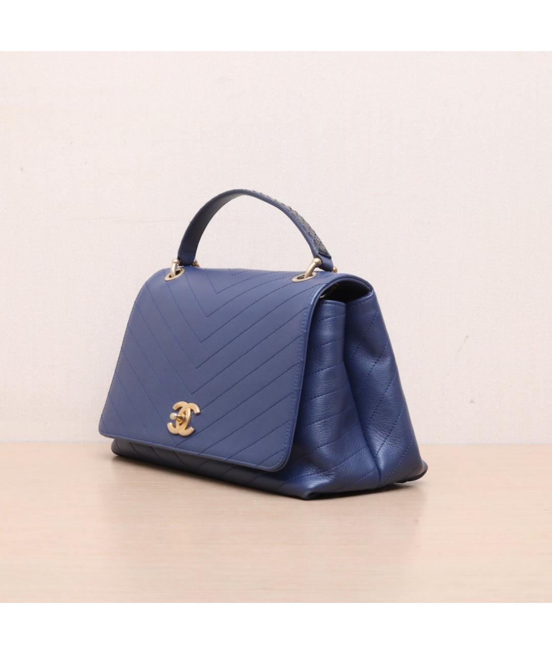 CHANEL Синяя кожаная сумка через плечо, фото 4