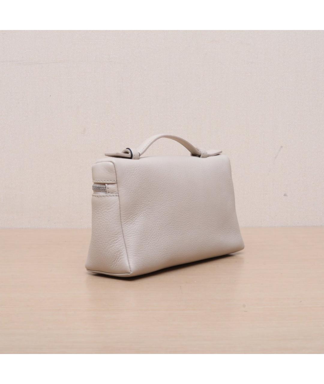 LORO PIANA Бежевая кожаная сумка через плечо, фото 6