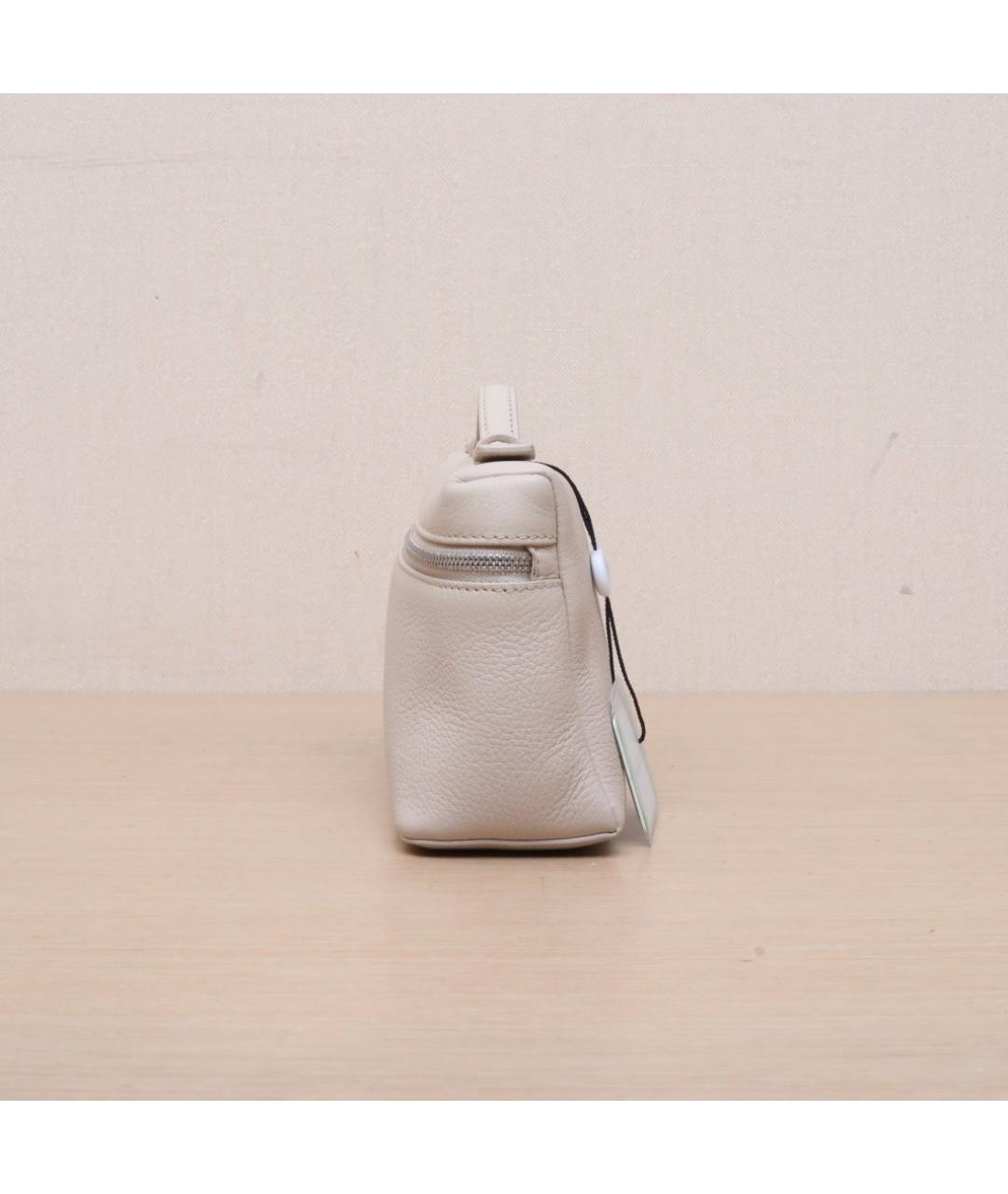 LORO PIANA Бежевая кожаная сумка через плечо, фото 5