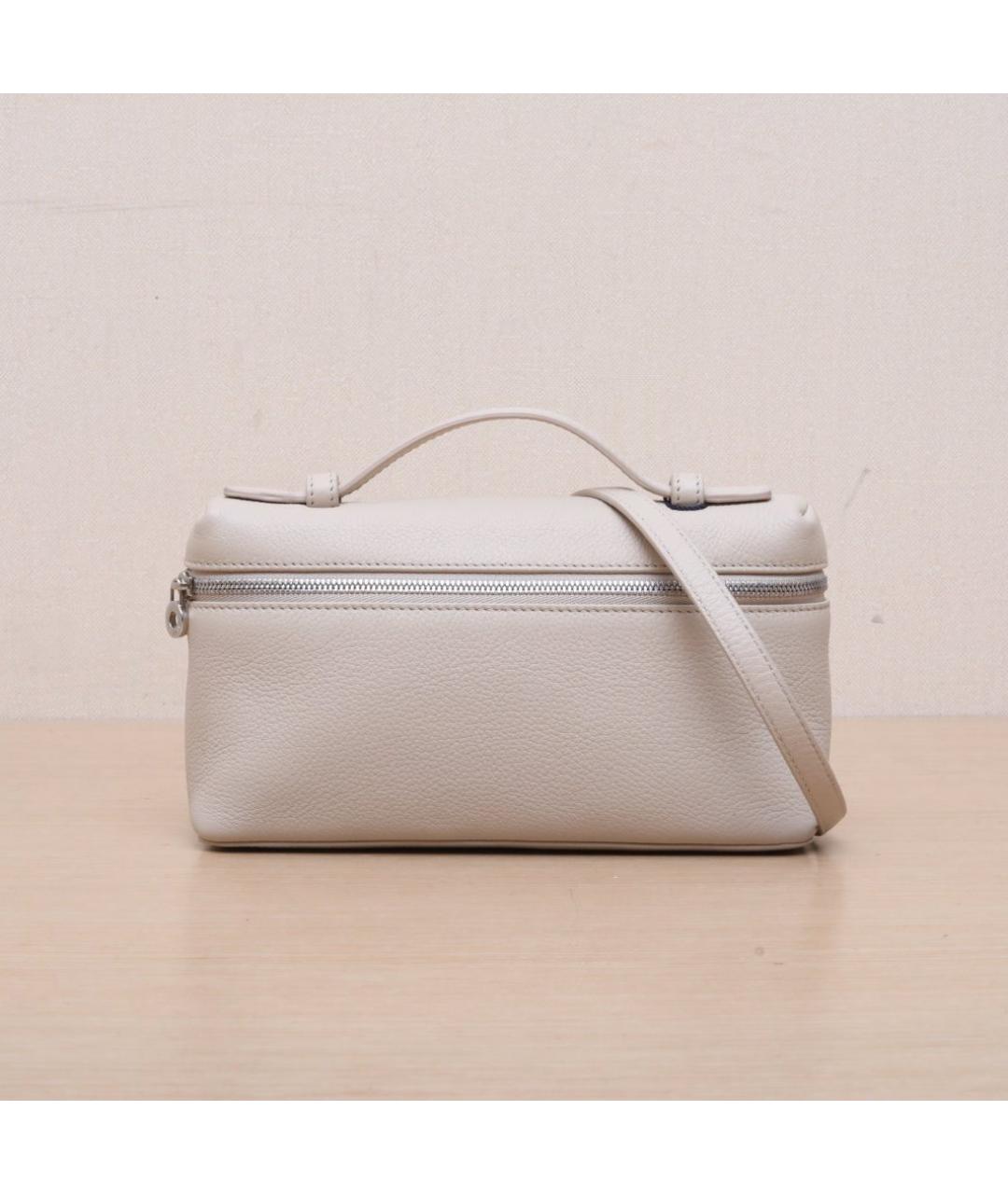 LORO PIANA Бежевая кожаная сумка через плечо, фото 3