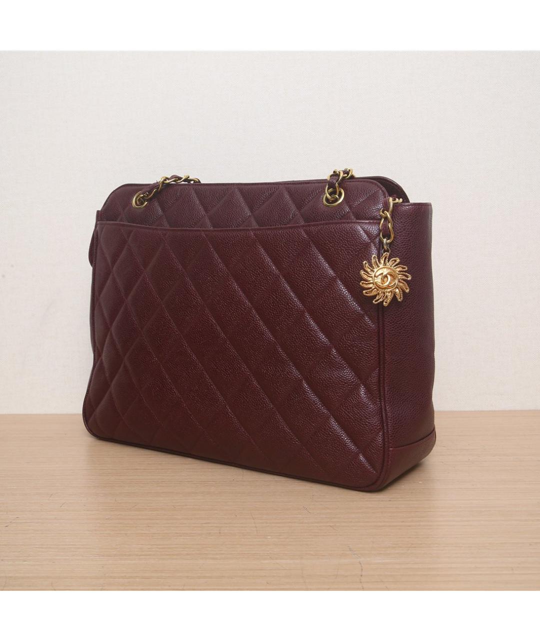 CHANEL Бордовая кожаная сумка через плечо, фото 3