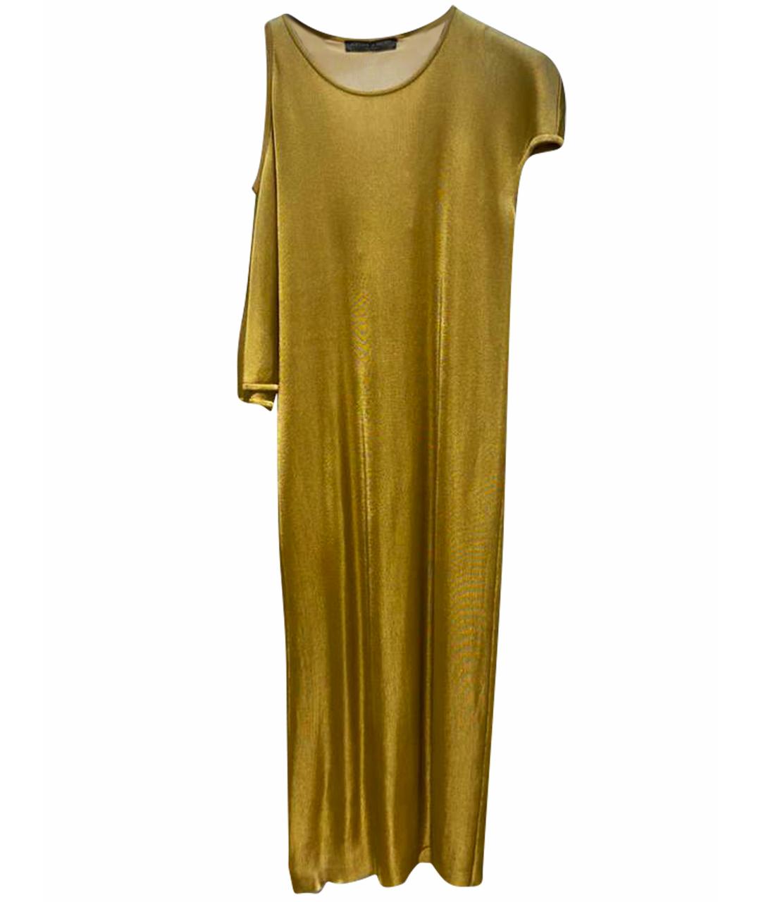 ALEXANDER MCQUEEN Горчичное вискозное вечернее платье, фото 1