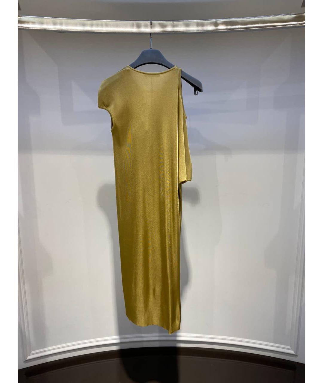 ALEXANDER MCQUEEN Горчичное вискозное вечернее платье, фото 3