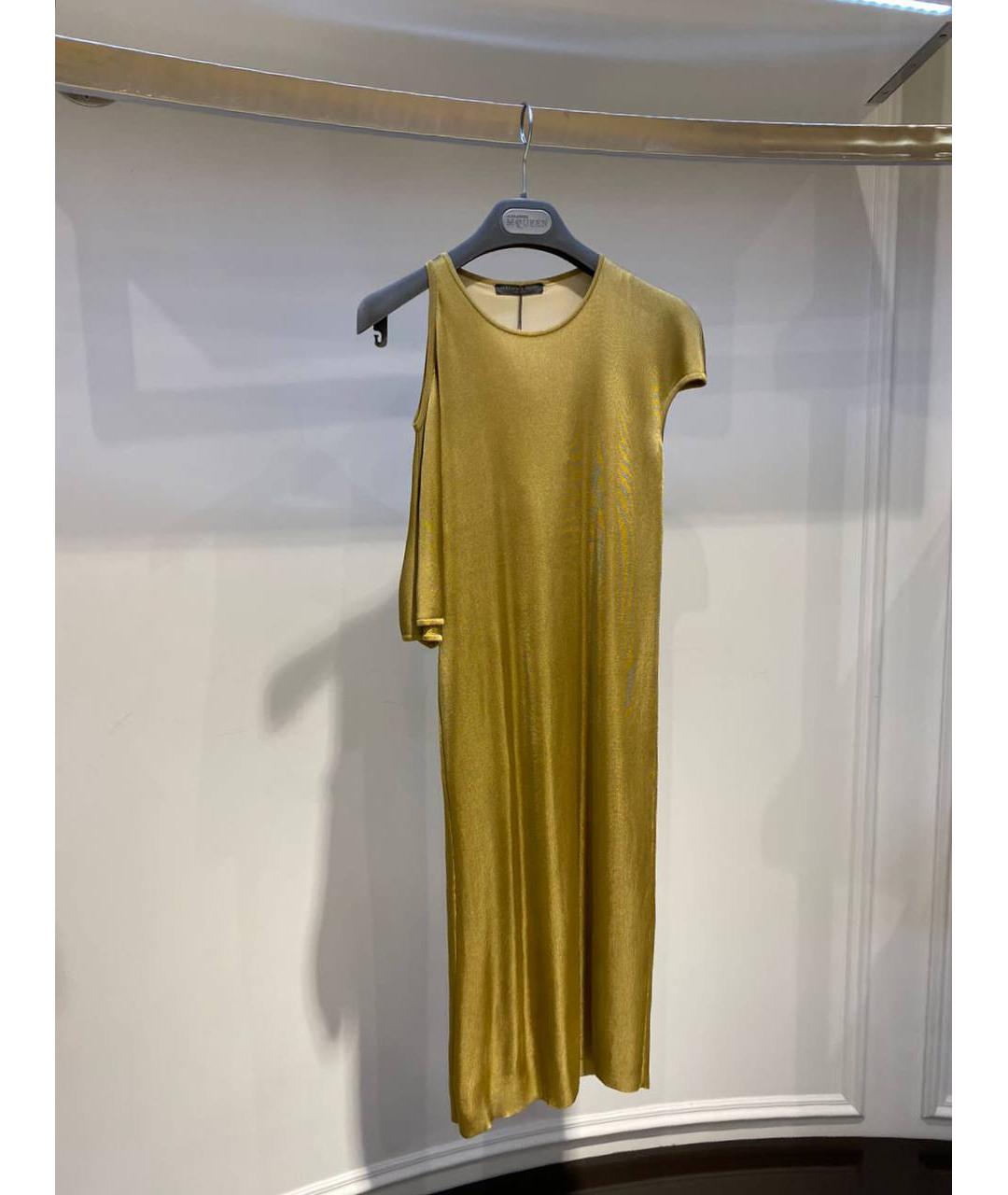 ALEXANDER MCQUEEN Горчичное вискозное вечернее платье, фото 2