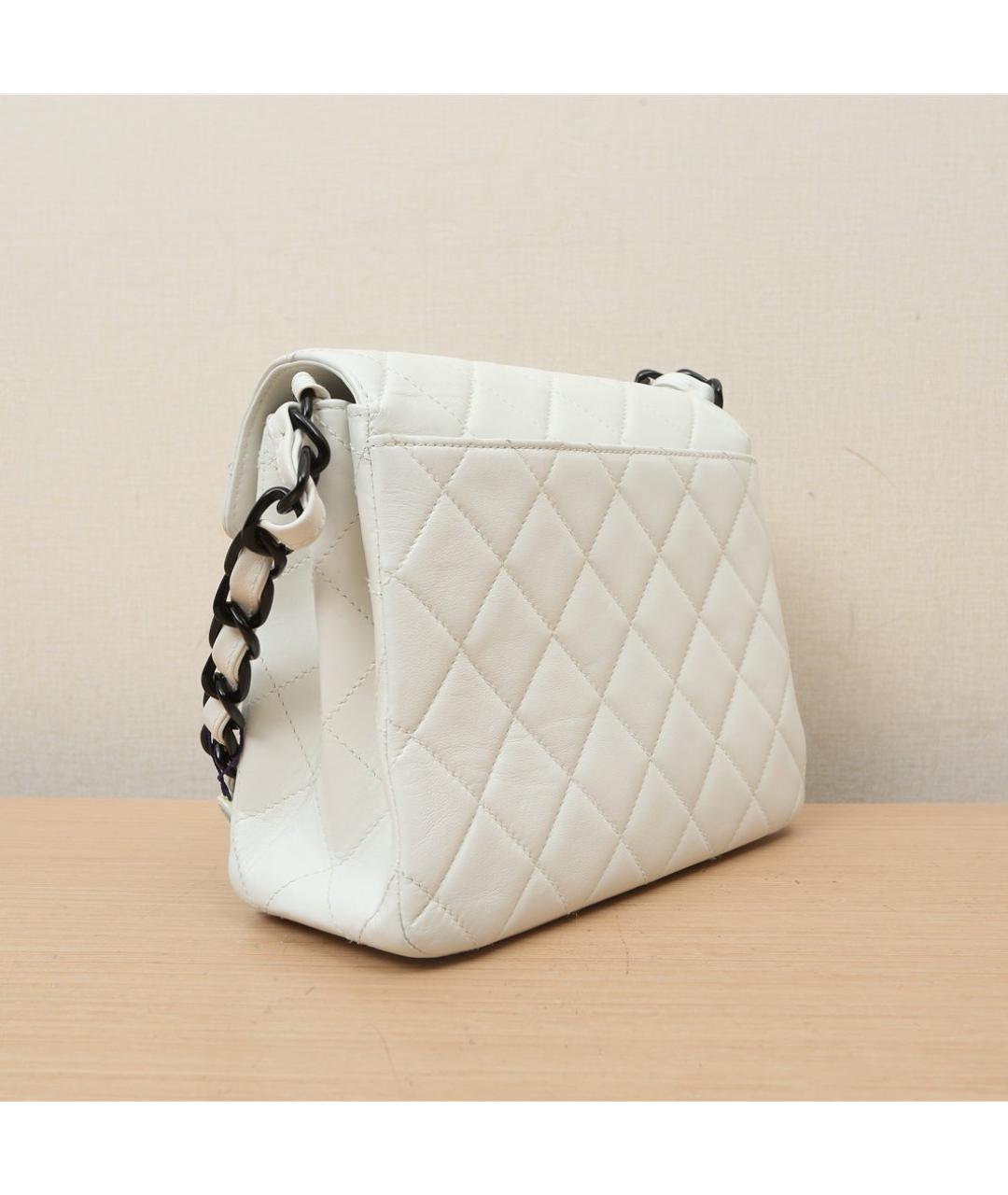 CHANEL Белая кожаная сумка через плечо, фото 5
