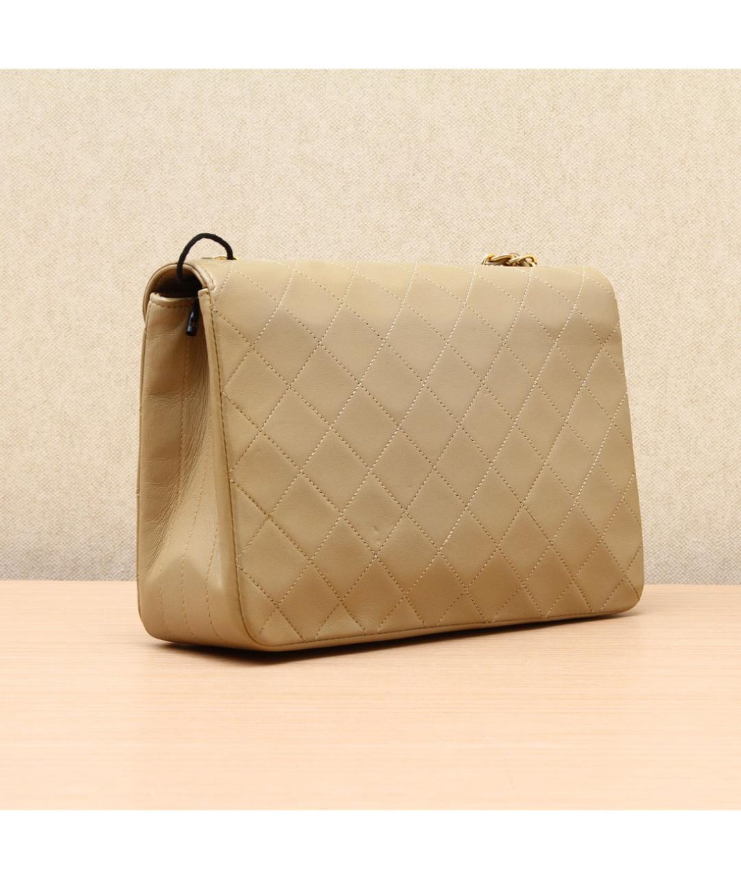 CHANEL Бежевая кожаная сумка через плечо, фото 6