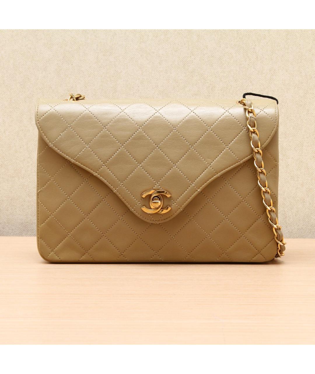 CHANEL Бежевая кожаная сумка через плечо, фото 2