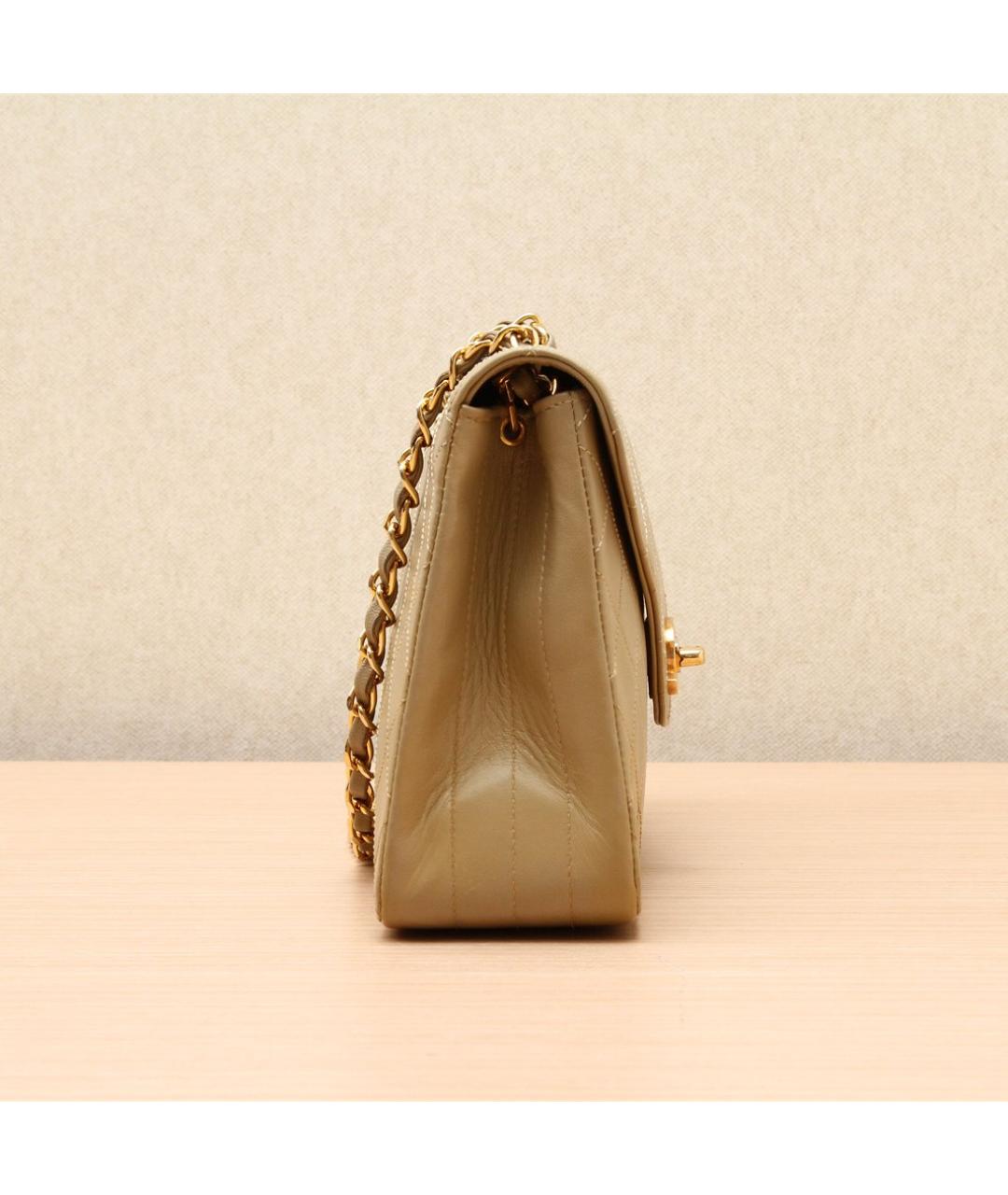 CHANEL Бежевая кожаная сумка через плечо, фото 4