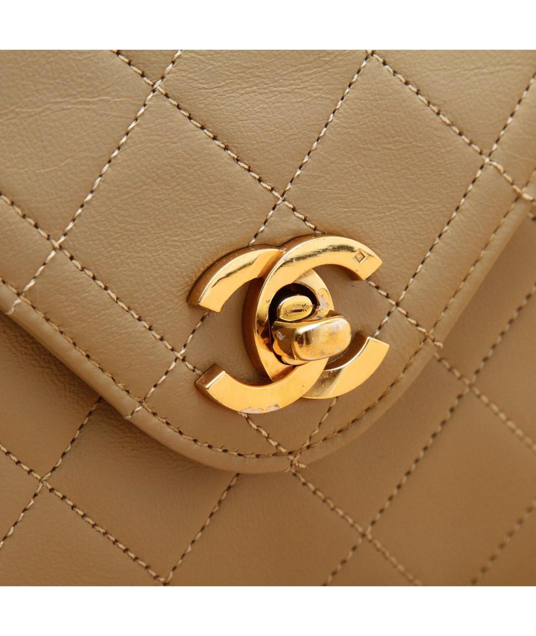 CHANEL Бежевая кожаная сумка через плечо, фото 9