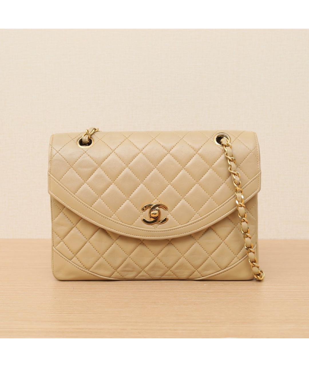 CHANEL Бежевая кожаная сумка через плечо, фото 2