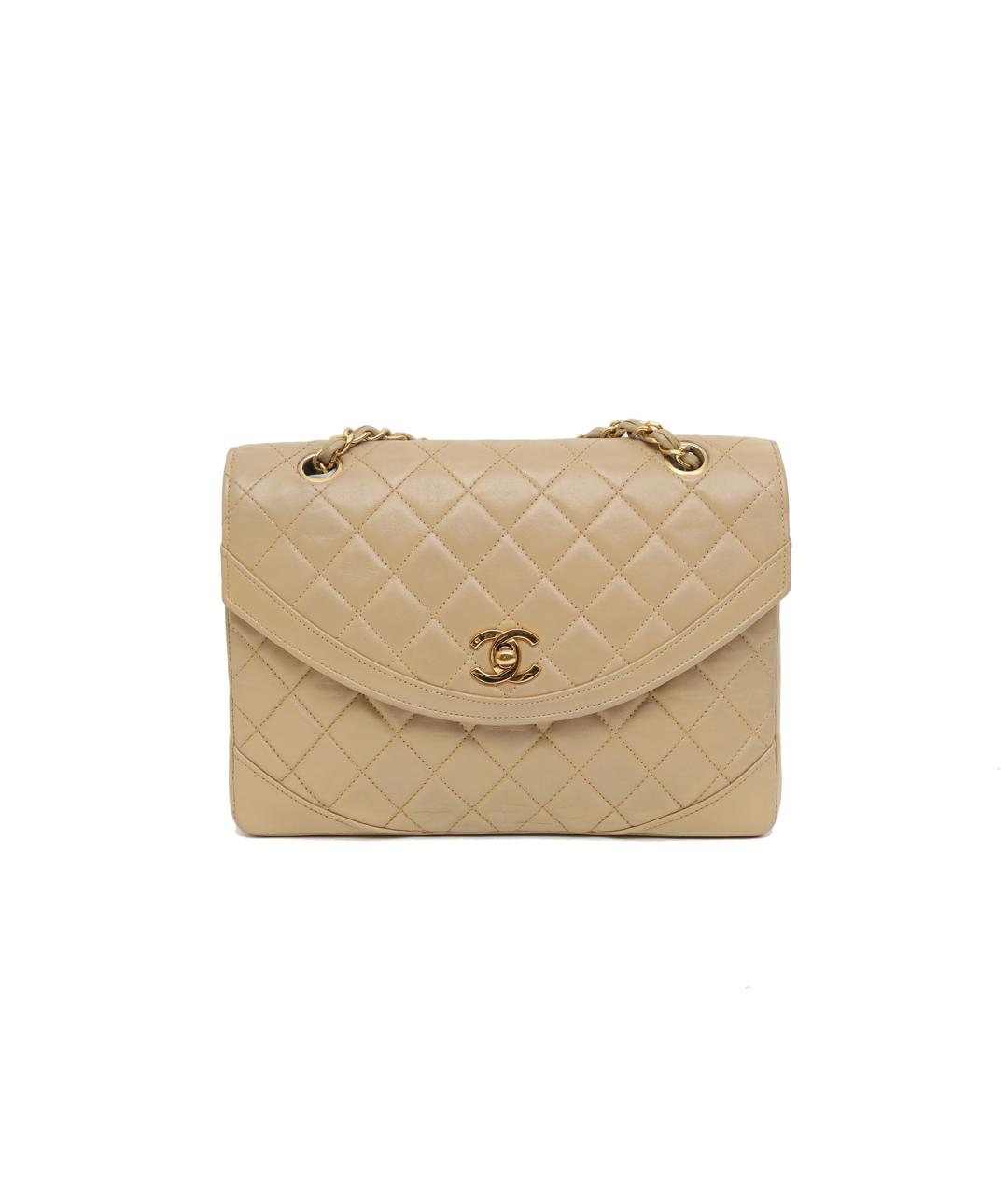 CHANEL Бежевая кожаная сумка через плечо, фото 1