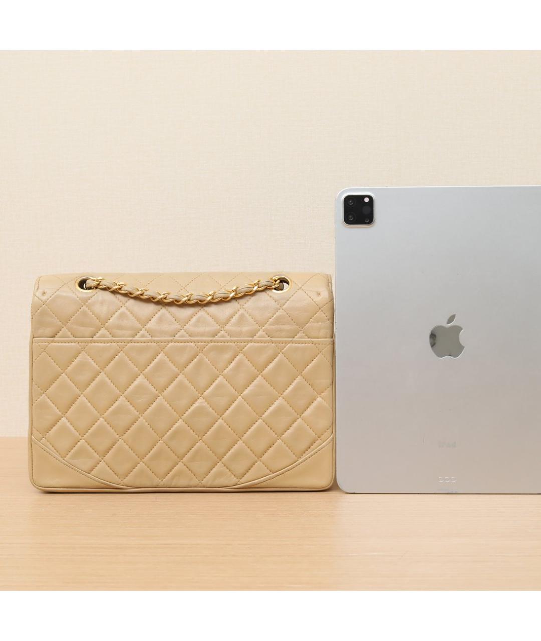 CHANEL Бежевая кожаная сумка через плечо, фото 6