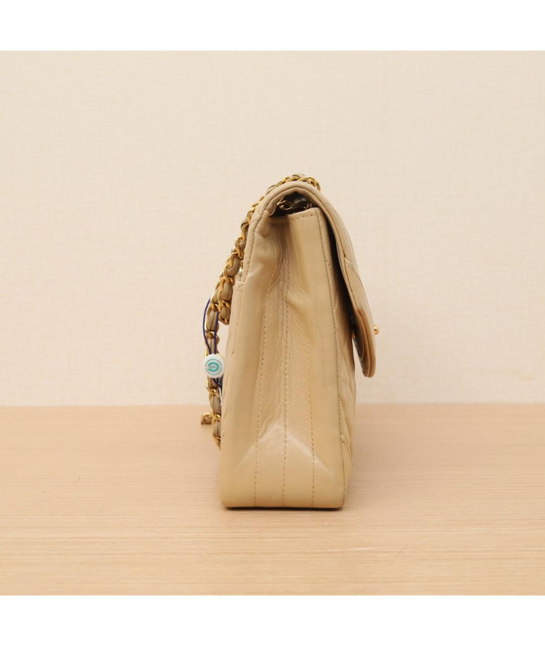 CHANEL Бежевая кожаная сумка через плечо, фото 4