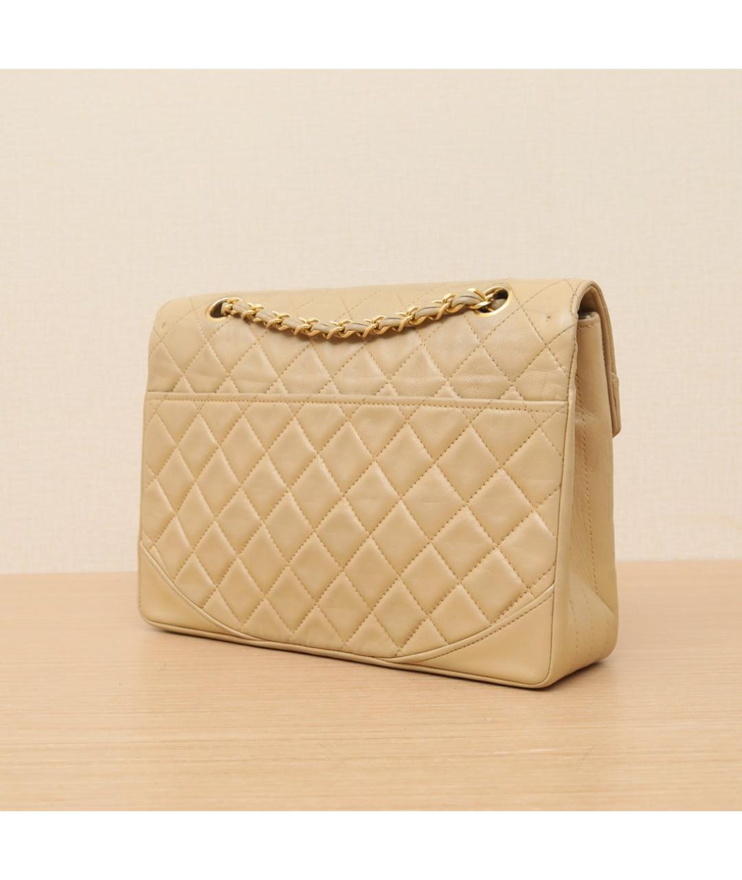 CHANEL Бежевая кожаная сумка через плечо, фото 5