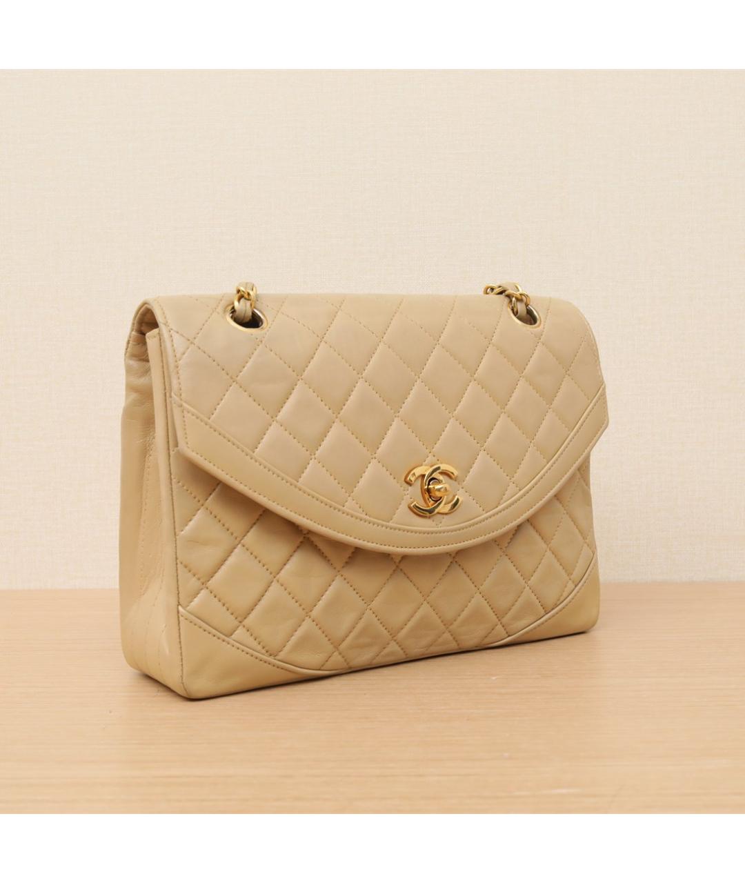 CHANEL Бежевая кожаная сумка через плечо, фото 3