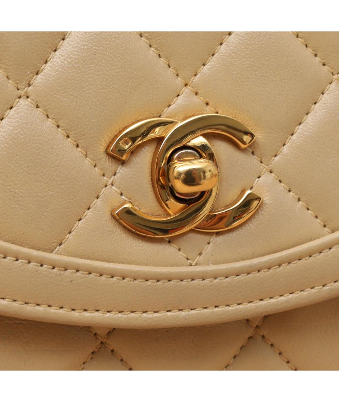 CHANEL Бежевая кожаная сумка через плечо, фото 7