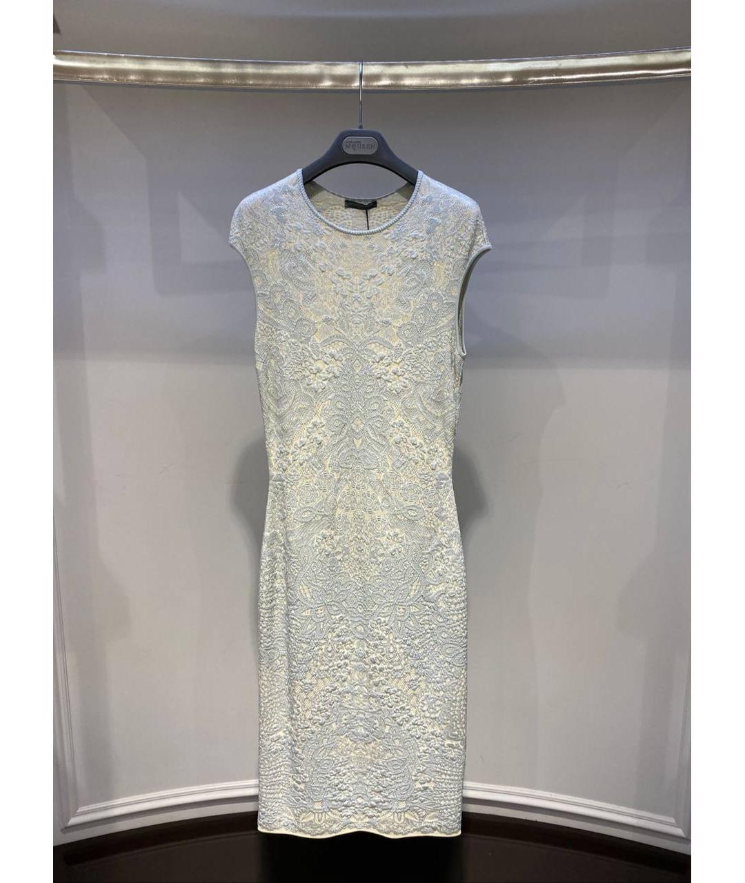 ALEXANDER MCQUEEN Голубое вискозное вечернее платье, фото 4