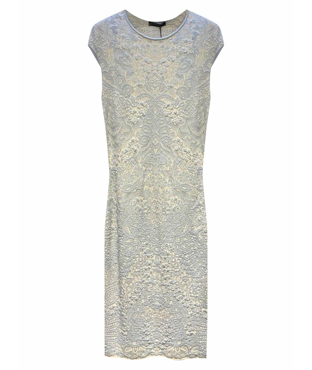 ALEXANDER MCQUEEN Голубое вискозное вечернее платье, фото 1