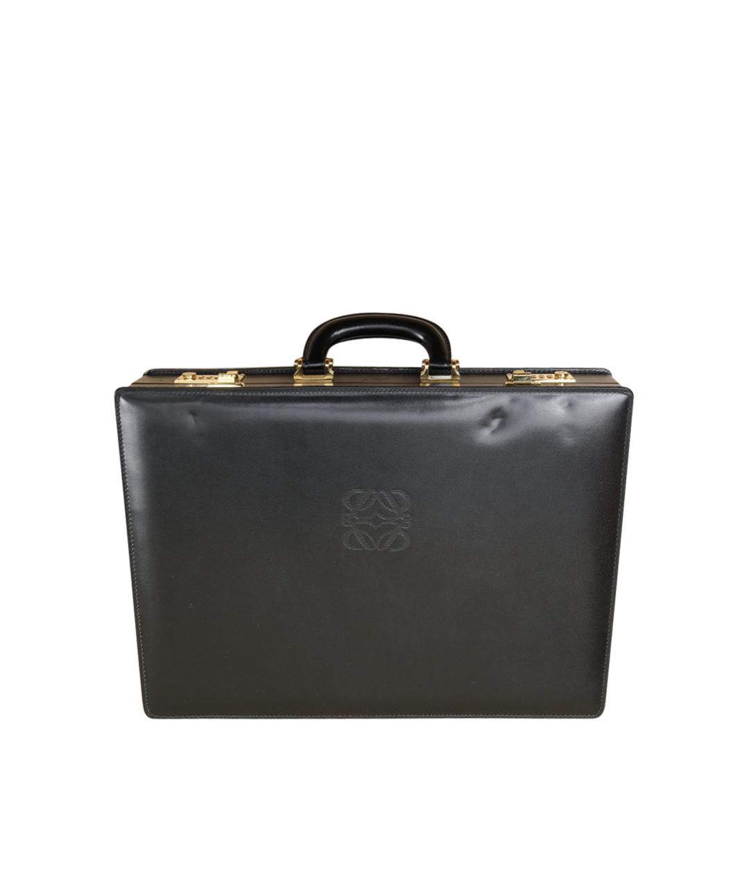 LOEWE Черная кожаная сумка с короткими ручками, фото 1