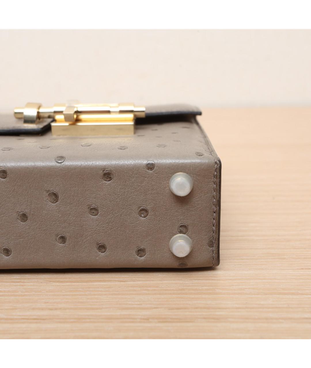 HERMES Серая сумка через плечо из экзотической кожи, фото 7