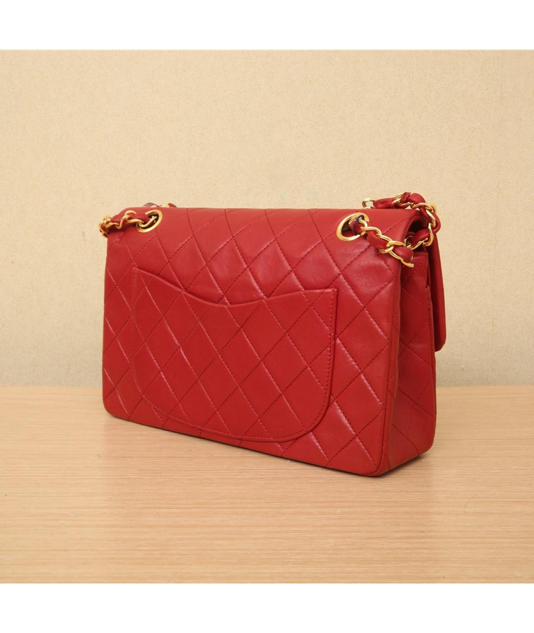 CHANEL Красная кожаная сумка через плечо, фото 5