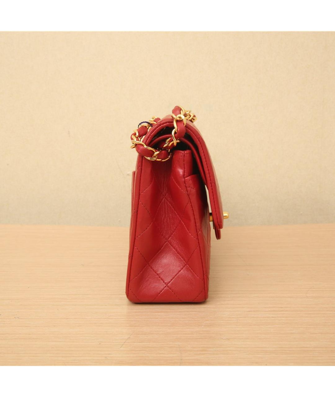 CHANEL Красная кожаная сумка через плечо, фото 4