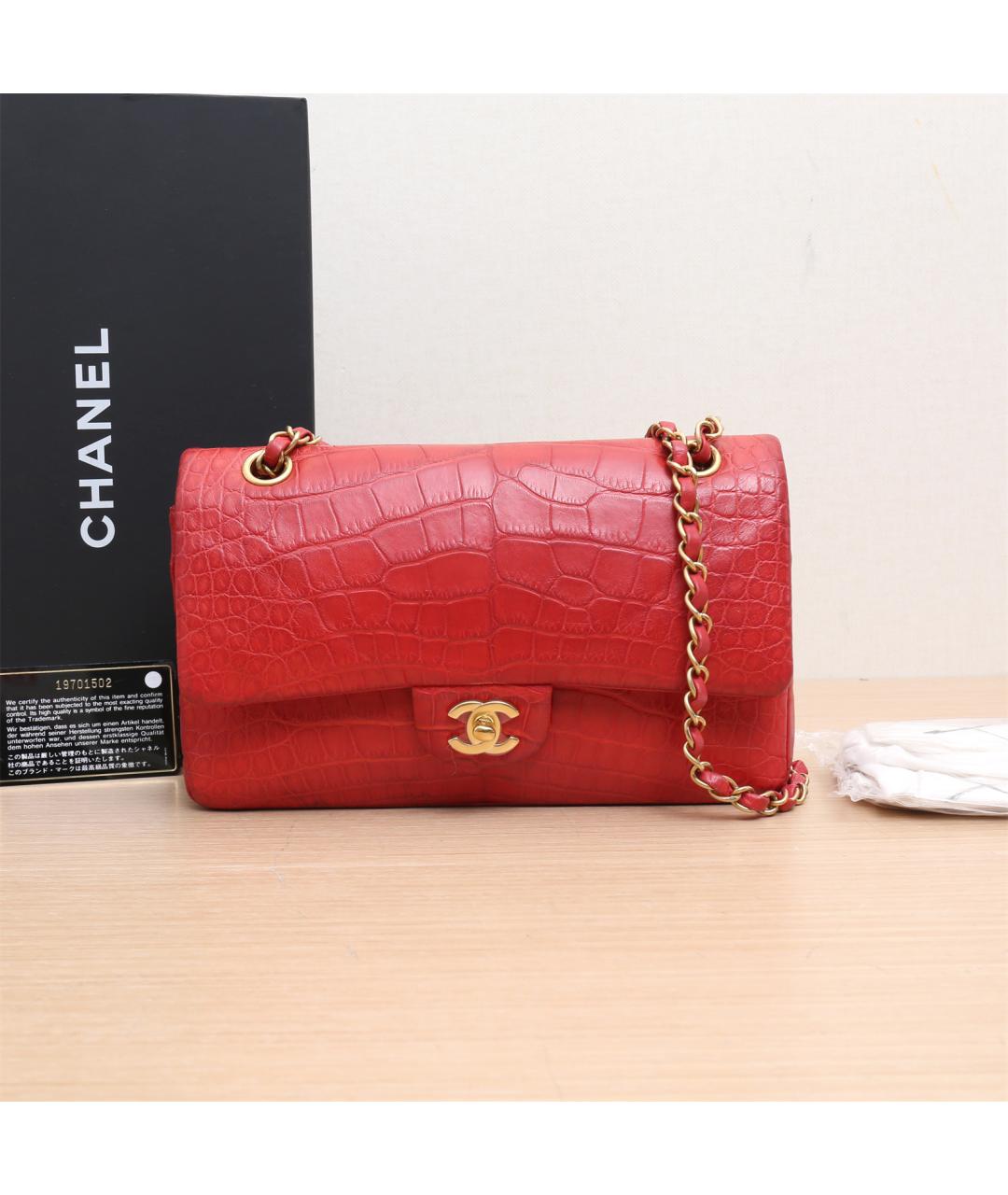 CHANEL Красная кожаная сумка через плечо, фото 7