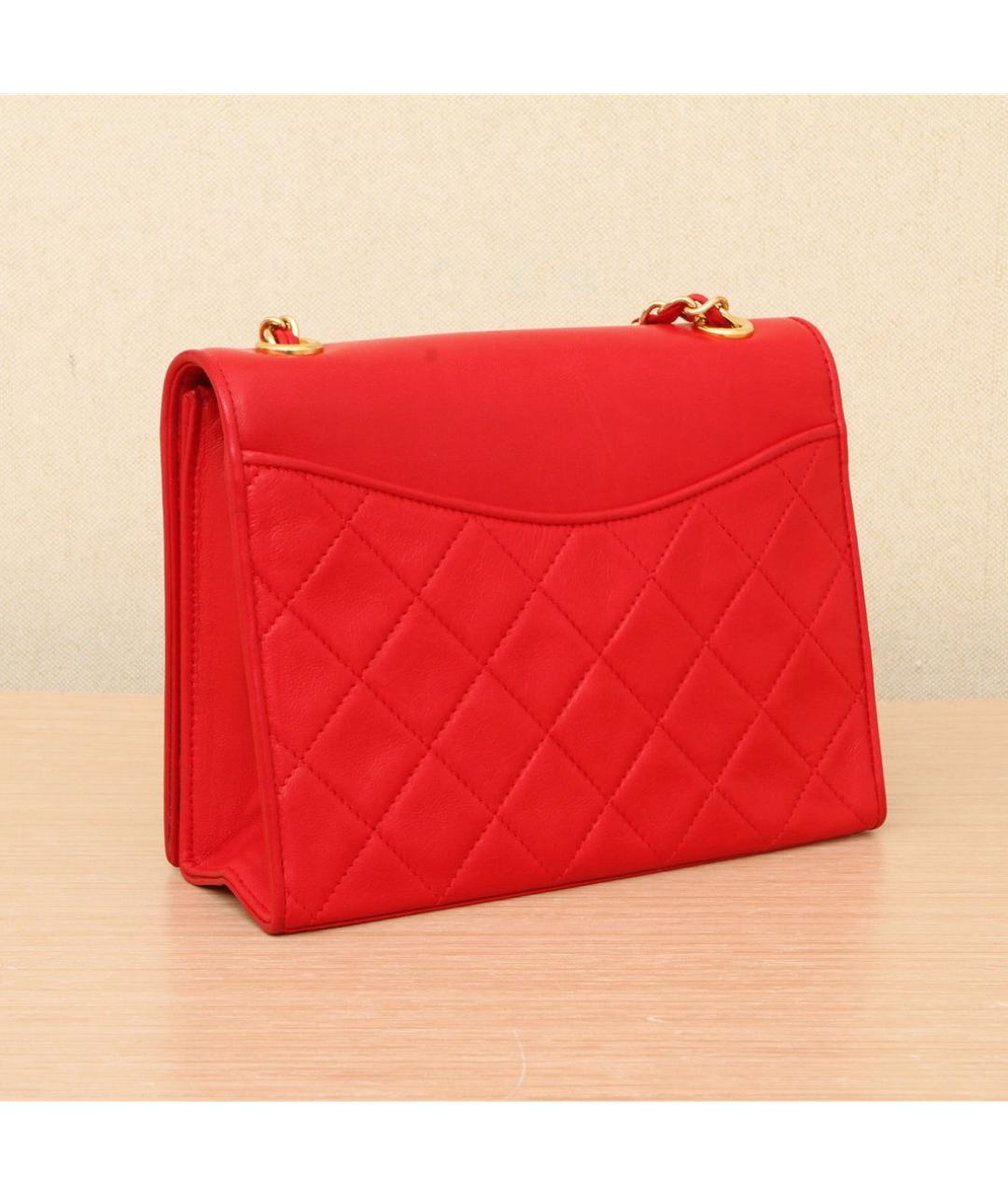 CHANEL Красная кожаная сумка через плечо, фото 7