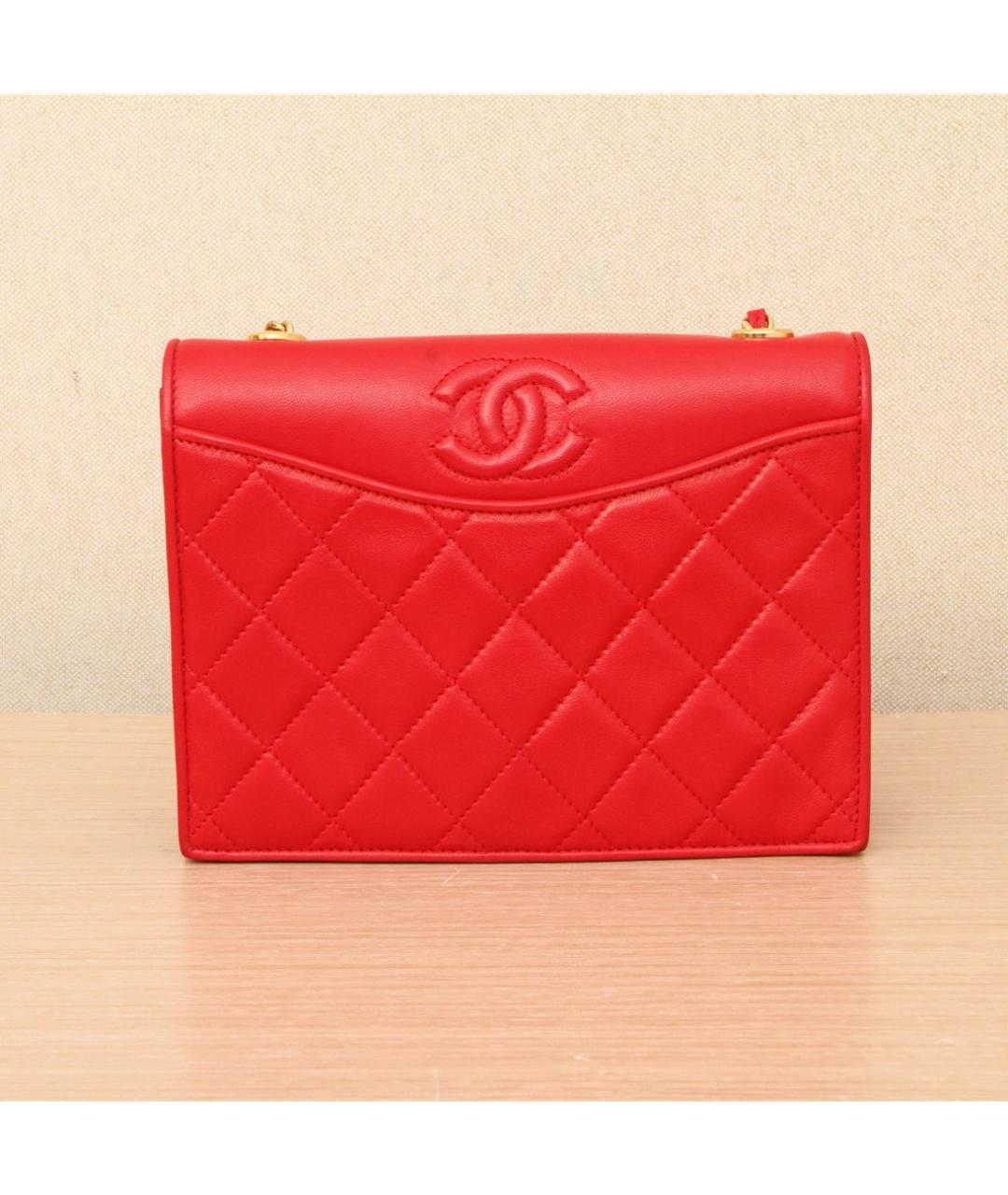 CHANEL Красная кожаная сумка через плечо, фото 3