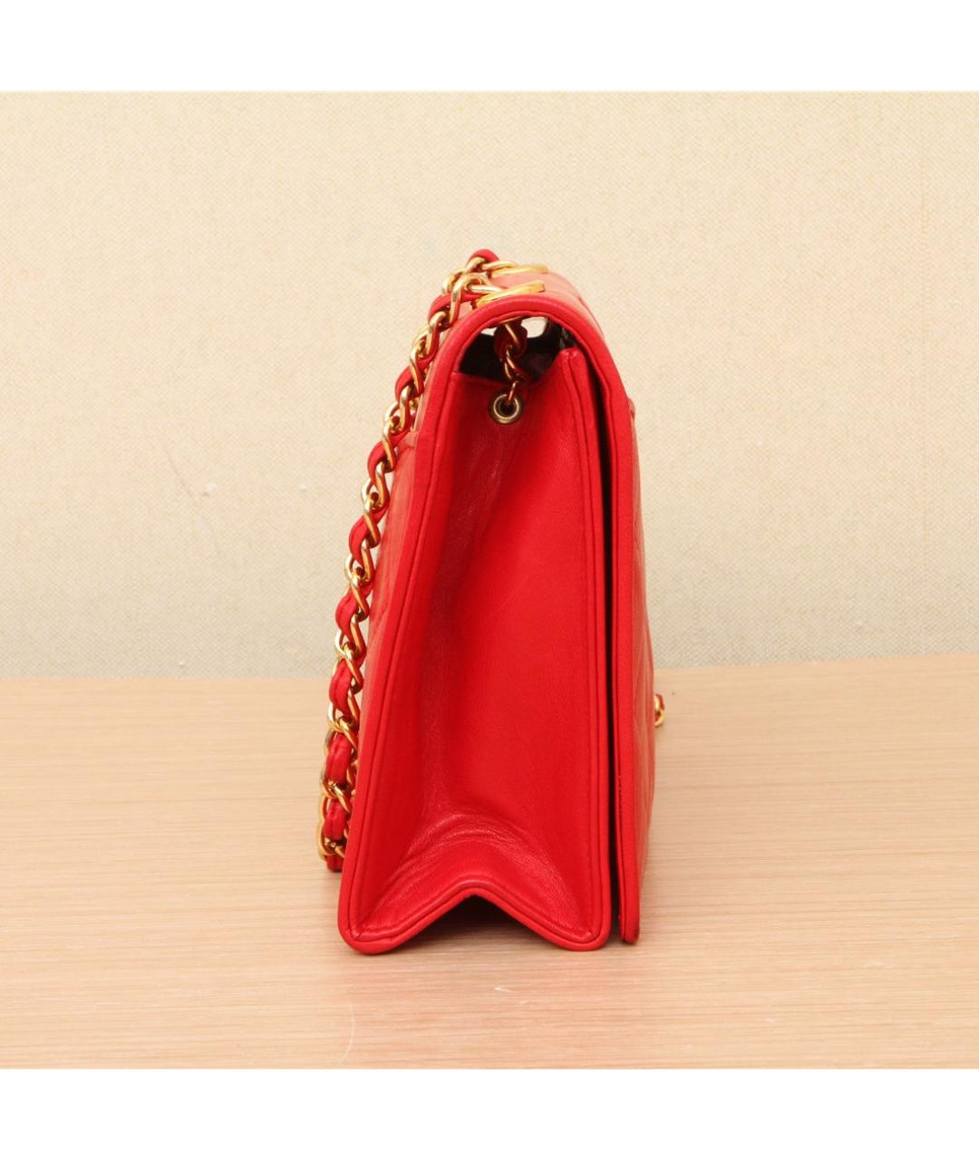 CHANEL Красная кожаная сумка через плечо, фото 5