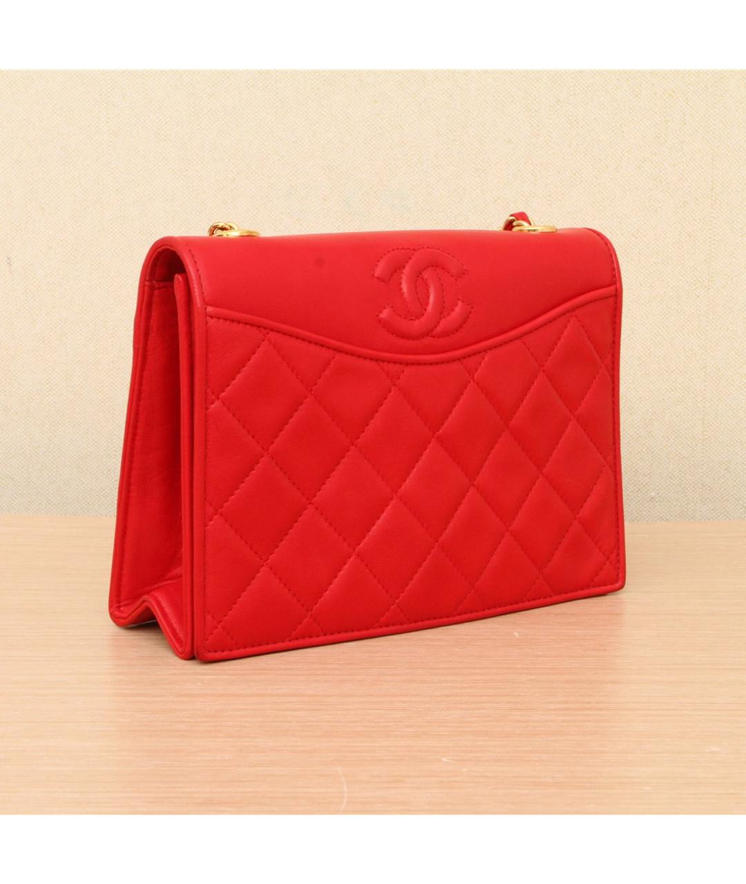 CHANEL Красная кожаная сумка через плечо, фото 4