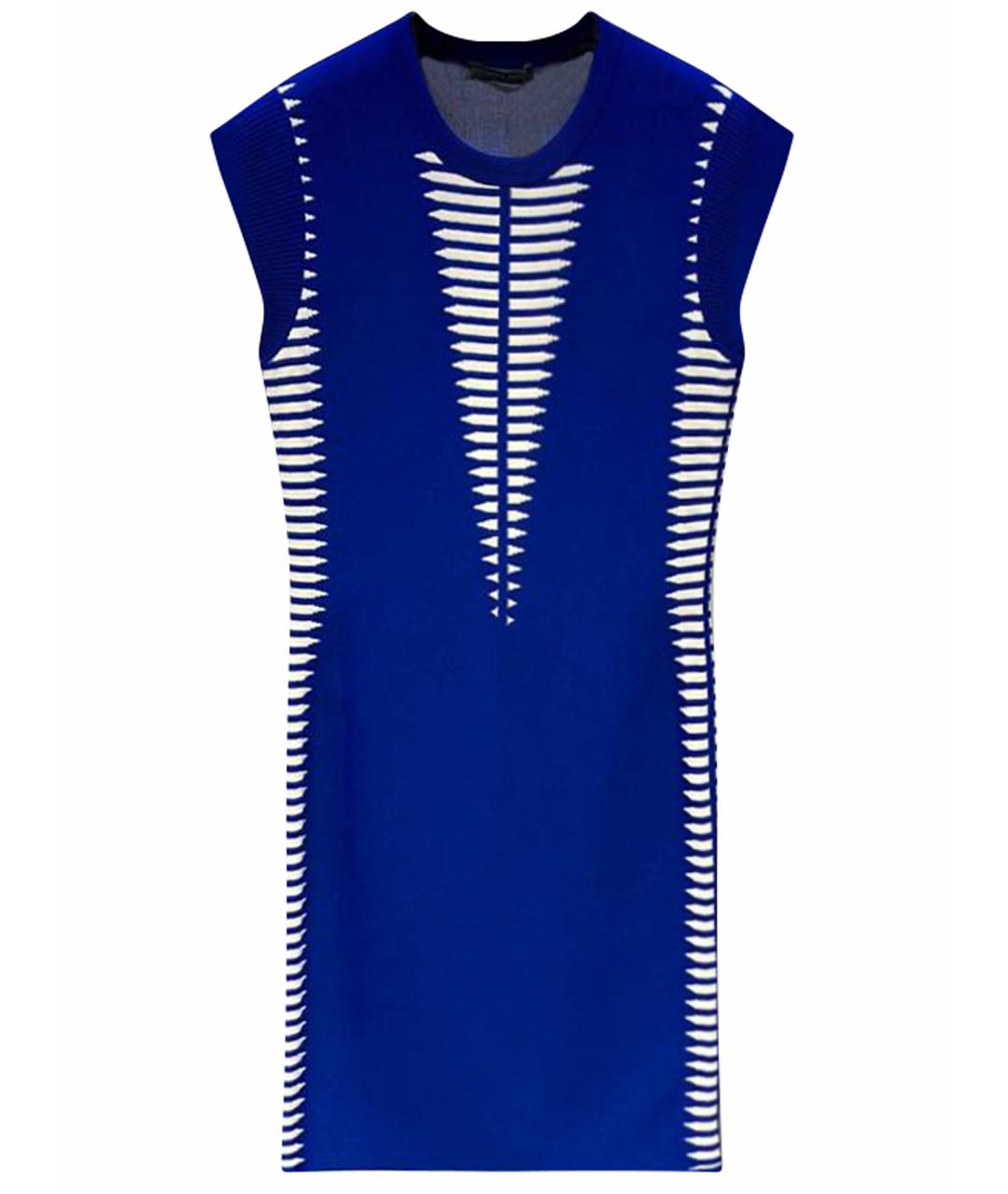 ALEXANDER MCQUEEN Синее вискозное повседневное платье, фото 1