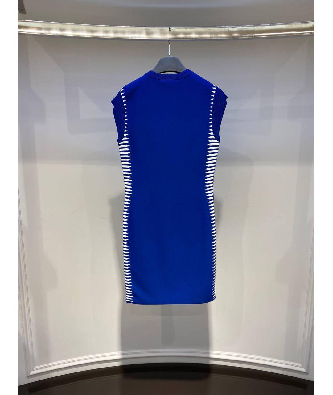 ALEXANDER MCQUEEN Синее вискозное повседневное платье, фото 3