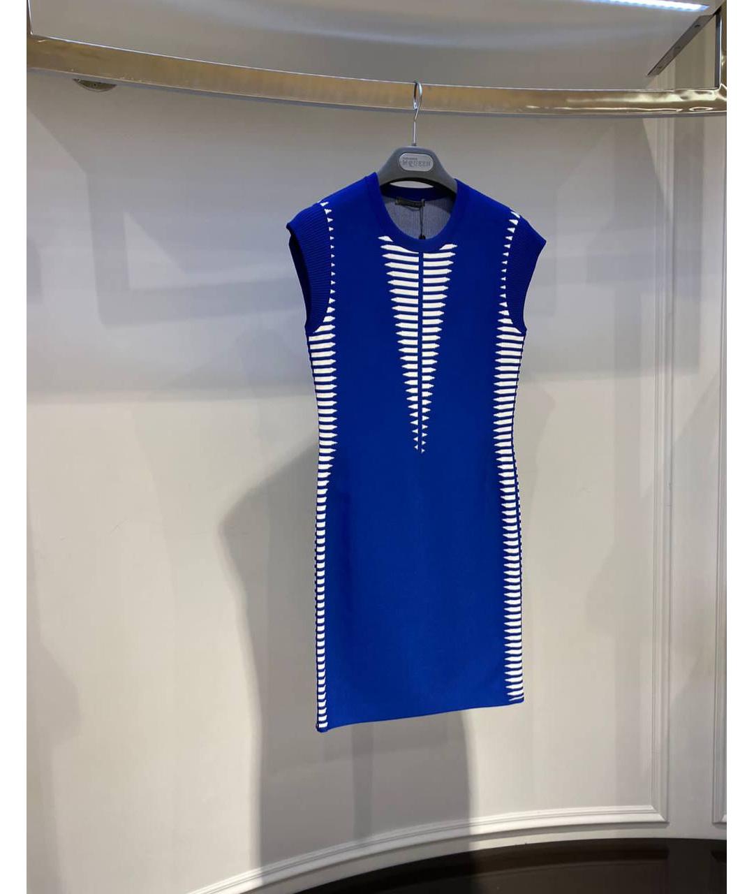 ALEXANDER MCQUEEN Синее вискозное повседневное платье, фото 2