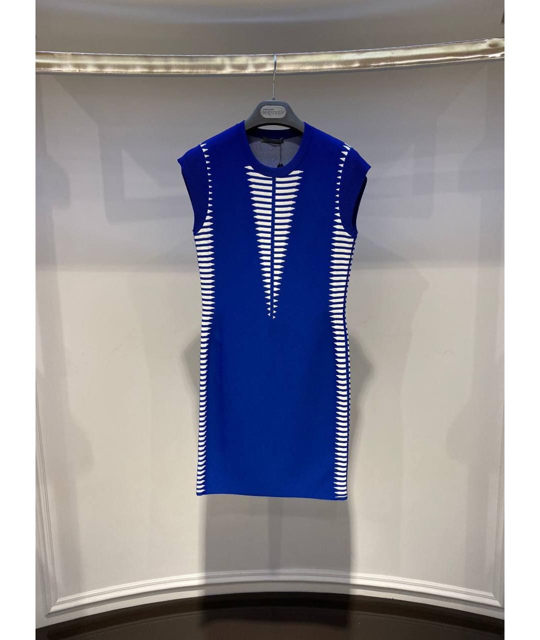 ALEXANDER MCQUEEN Синее вискозное повседневное платье, фото 4