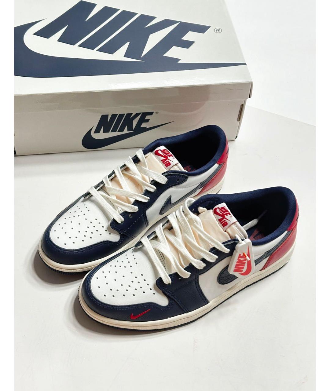 JORDAN Белые кожаные низкие кроссовки / кеды, фото 7