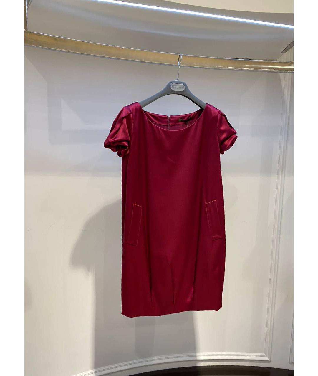 ALEXANDER MCQUEEN Бордовое шелковое коктейльное платье, фото 2