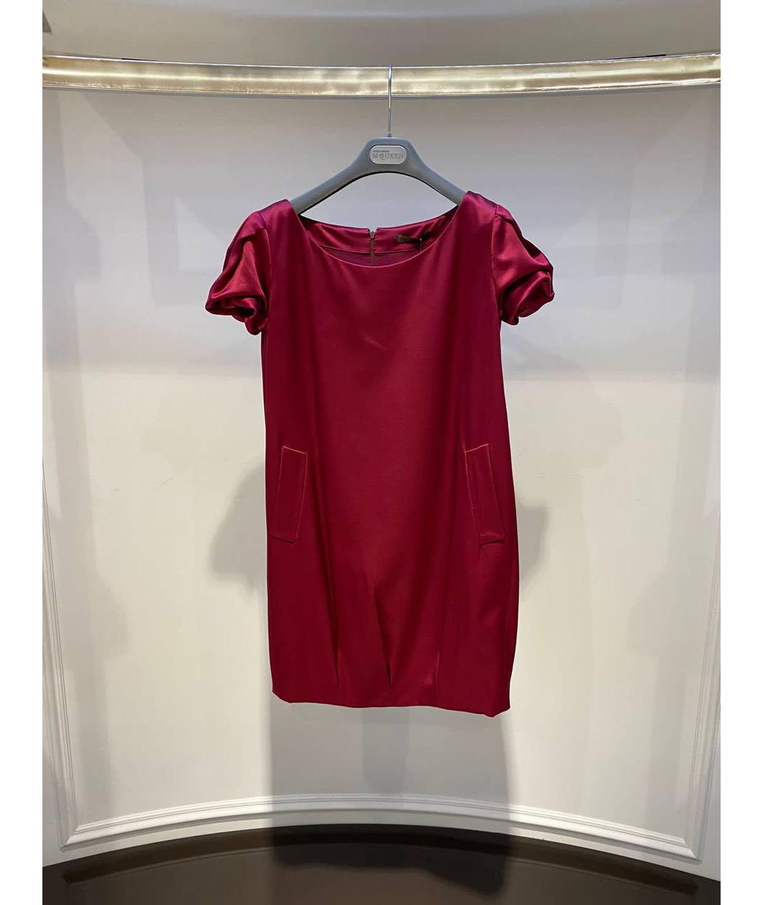 ALEXANDER MCQUEEN Бордовое шелковое коктейльное платье, фото 4