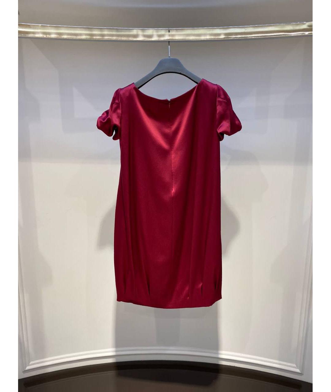 ALEXANDER MCQUEEN Бордовое шелковое коктейльное платье, фото 3