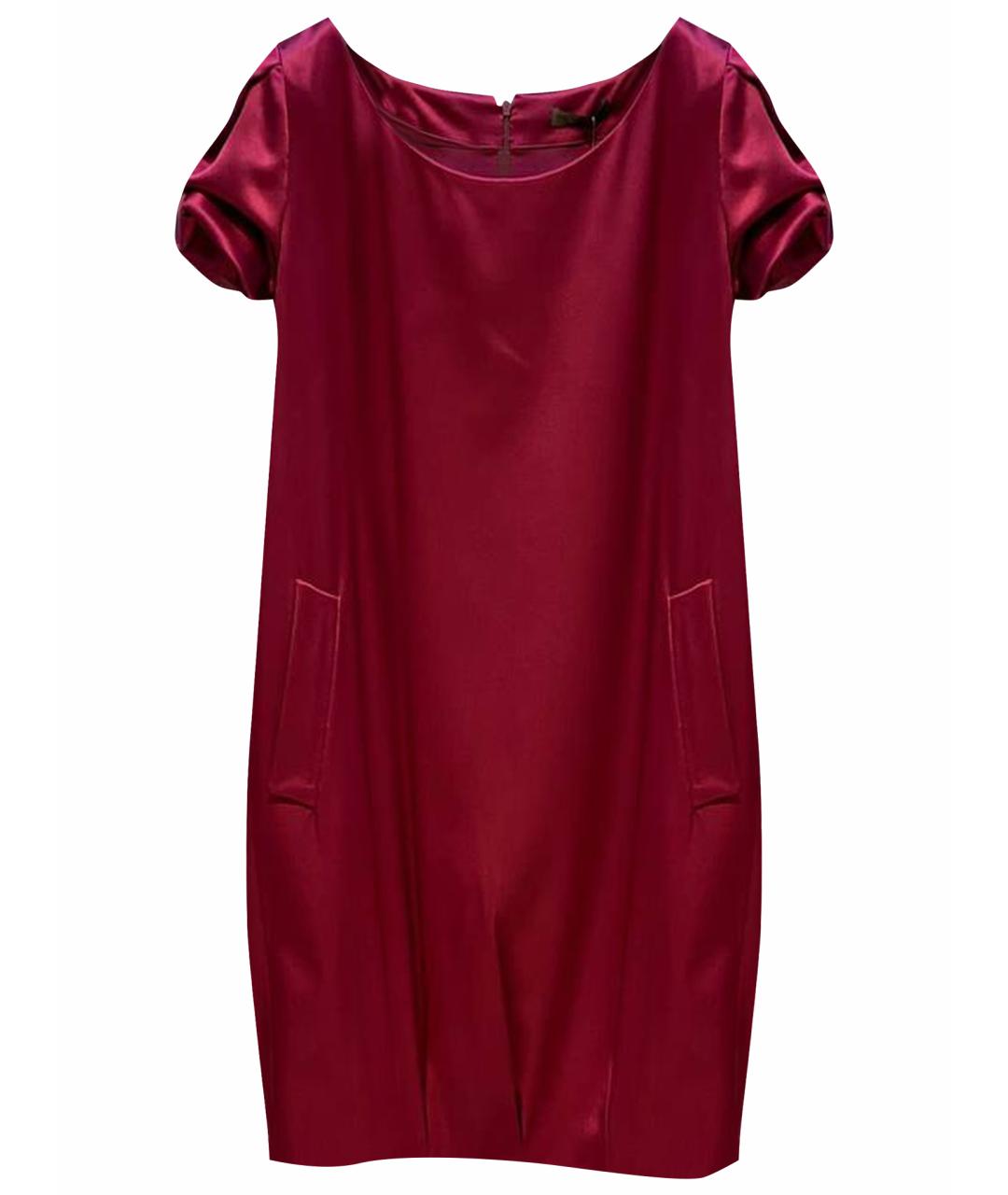 ALEXANDER MCQUEEN Бордовое шелковое коктейльное платье, фото 1